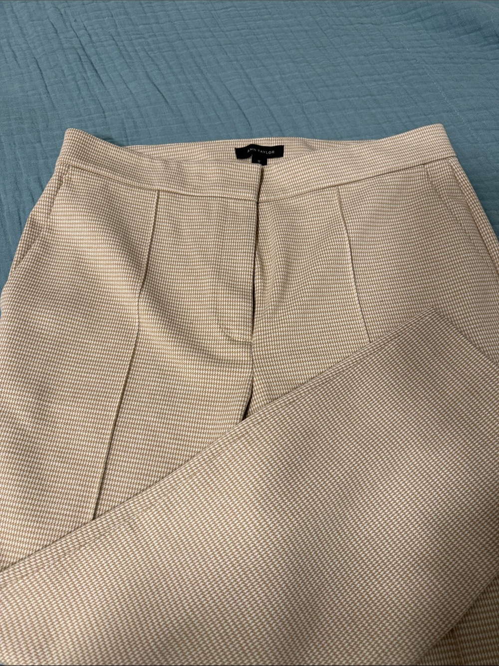 Ann Taylor Neutral Woven Front-Pleat Dress Pants